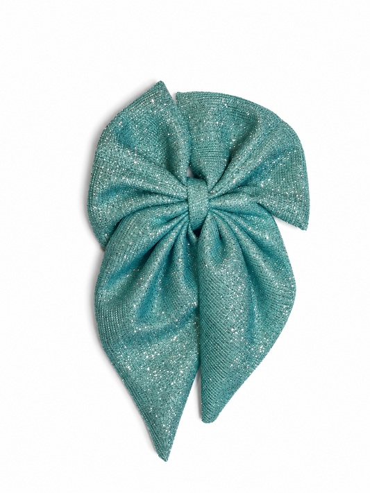 TEAL BOW HAIRCLIP